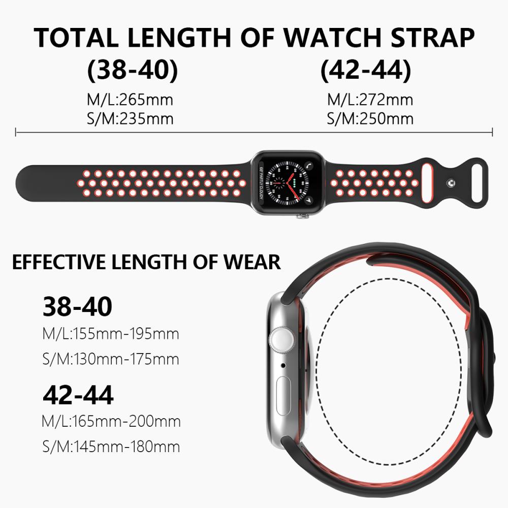 ColorPop Sportarmband Dual-Color Apple Watch 42/44/45/46/49 mm (M/L) Svart/Röd