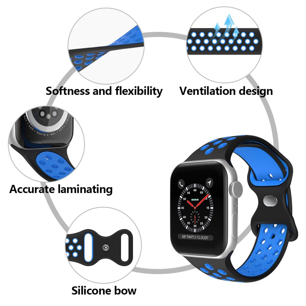 ColorPop Sportarmband Dual-Color Apple Watch 42/44/45/46/49 mm (M/L) Svart/Blå