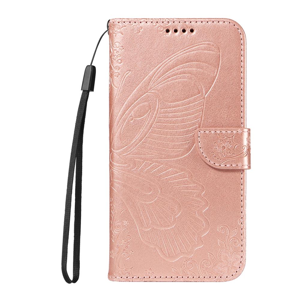  Motorola Edge 70 Fodral Med Fjäril Tryck Roséguld