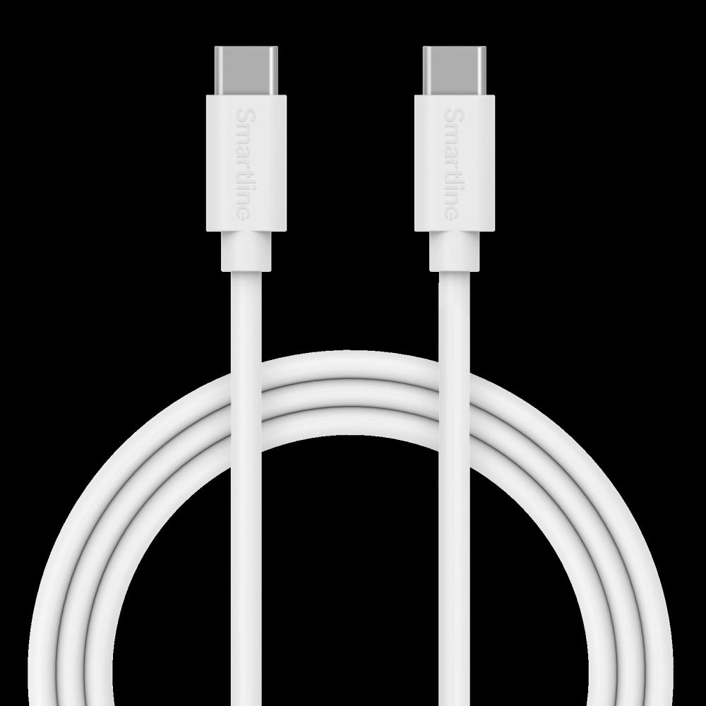 Smartline Smartline 1m 3A USB-C - USB-C Laddningskabel Vit