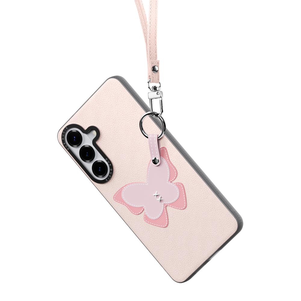 DUX DUCIS DUX DUCIS Samsung Galaxy S26 Skal PU-Läder Fjäril Ljus Rosa