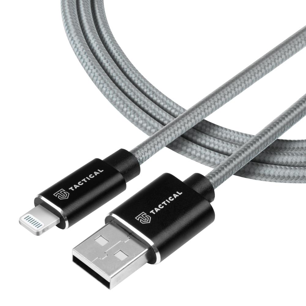 Tactical Tactical 1m 2.4A 12W MFi Lightning Laddkabel Nylon Grå