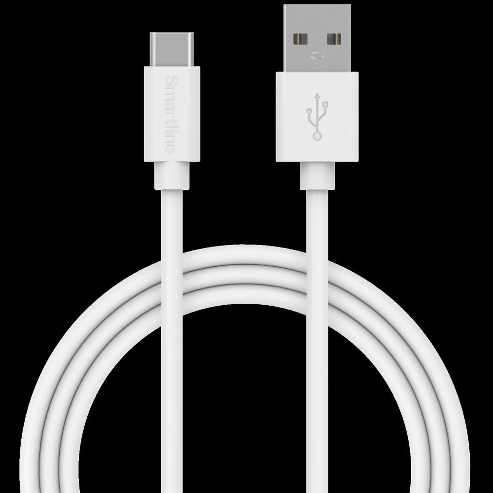 Smartline Smartline 2m 3A USB-C Laddningskabel Vit