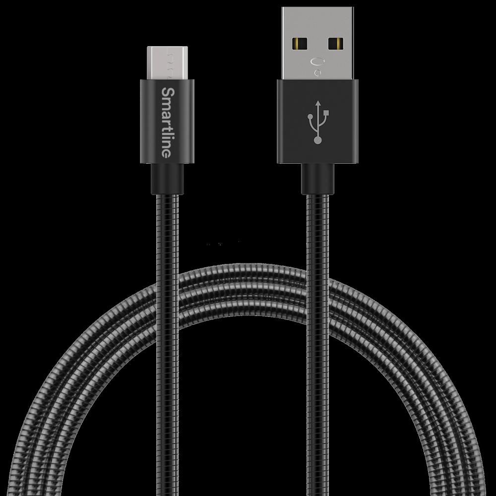 Smartline Smartline 1m Micro USB Laddningskabel Metallic Svart