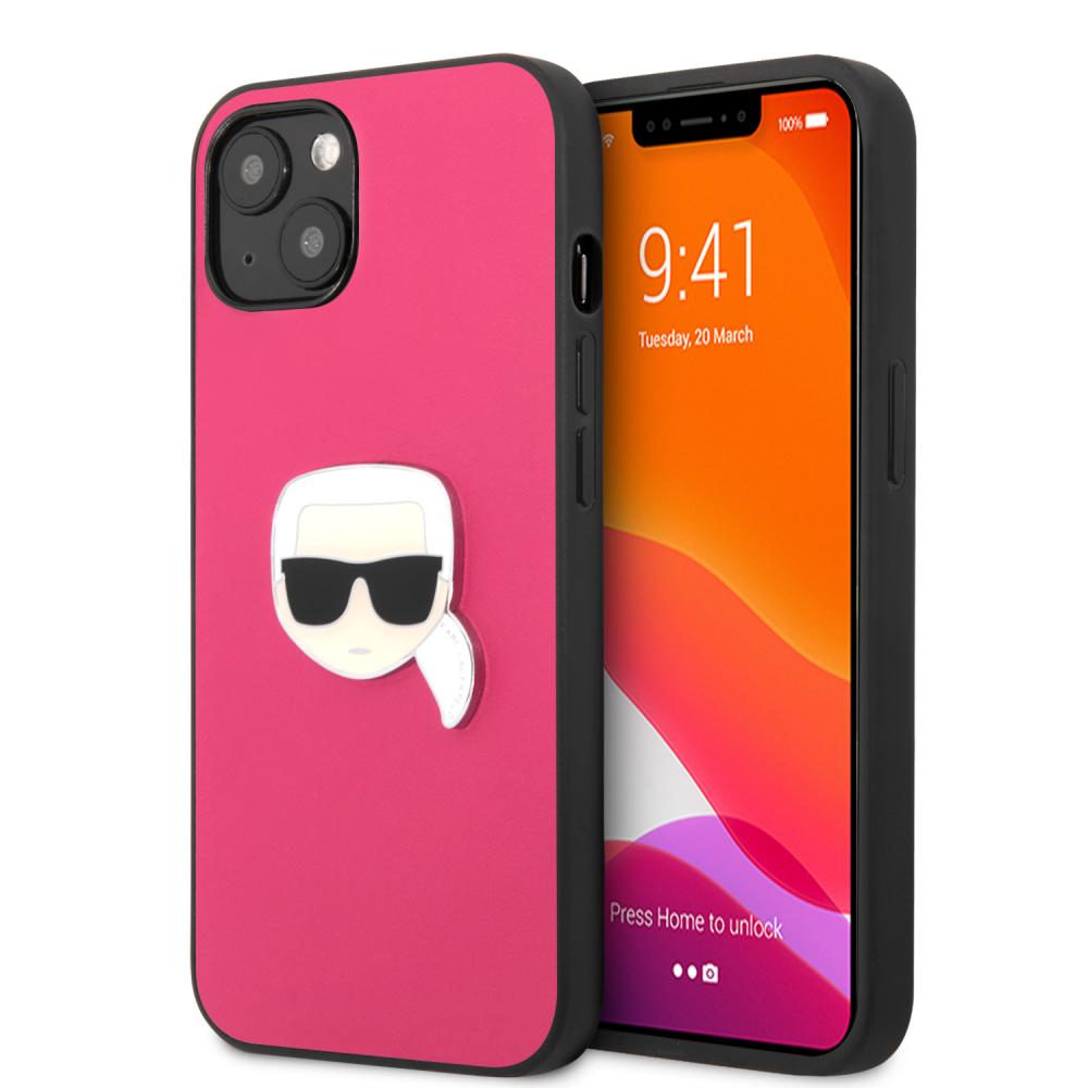 Karl Lagerfeld Karl Lagerfeld iPhone 13 Skal PU Läder Karl Head Rosa