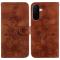  Samsung Galaxy A27 5G Fodral Läder Blommor Brun