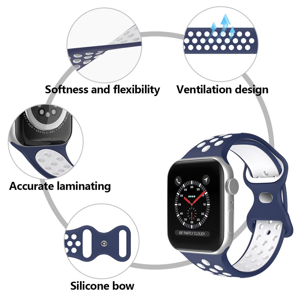 ColorPop Sportarmband Dual-Color Apple Watch 42/44/45/46/49 mm (M/L) Blå/Vit