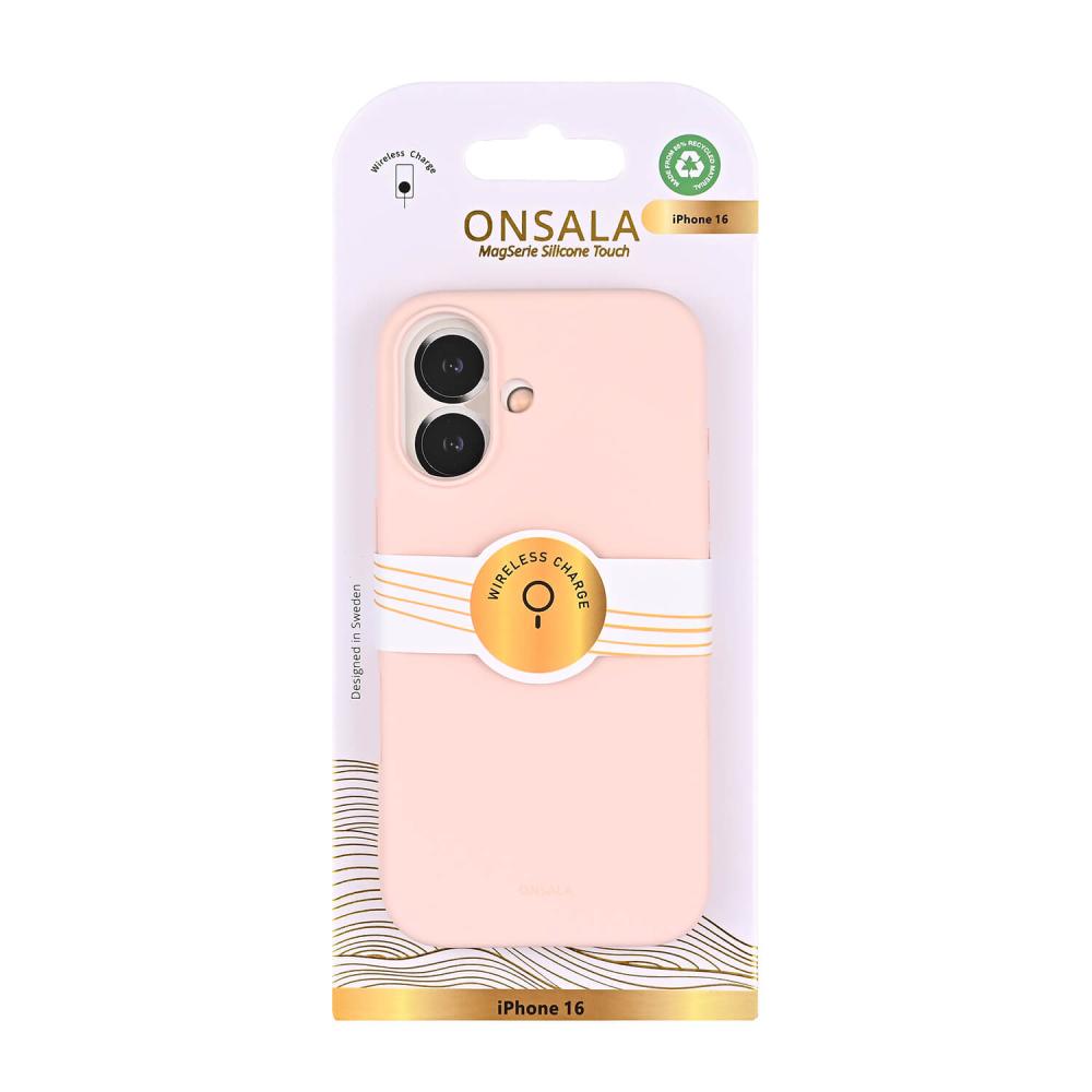 Onsala Onsala iPhone 16 Mobilskal Med Silikonkänsla Chalk Pink