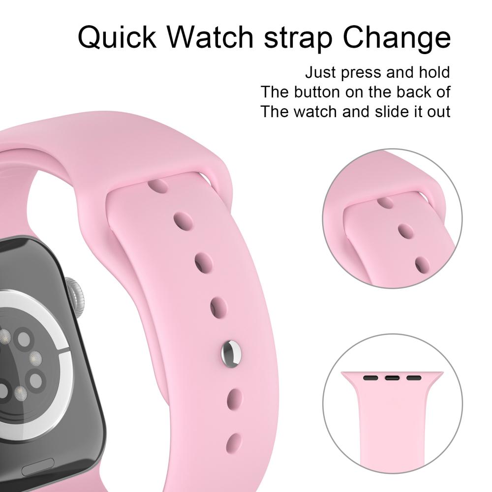 ColorPop Apple Watch 42/44/45/46/49 mm Silikon Armband (S/M) Ljus Rosa