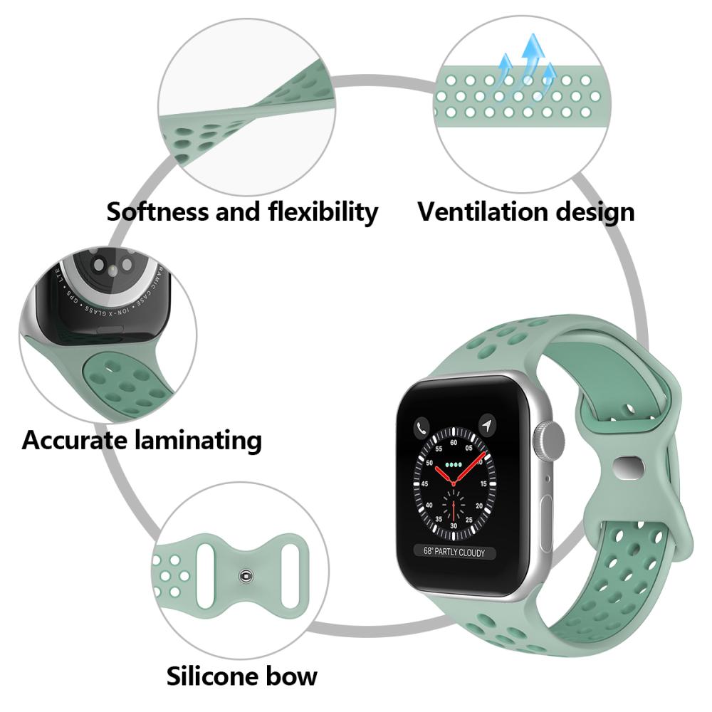 ColorPop Sportarmband Dual-Color Apple Watch 42/44/45/46/49 mm (M/L) Grön
