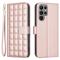  Samsung Galaxy S25 Ultra Fodral Läder Rutor Roséguld