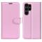  Samsung Galaxy S24 Ultra Fodral Läder Litchi Ljus Rosa