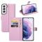  Samsung Galaxy S22 Fodral Litchi Textur Ljus Rosa