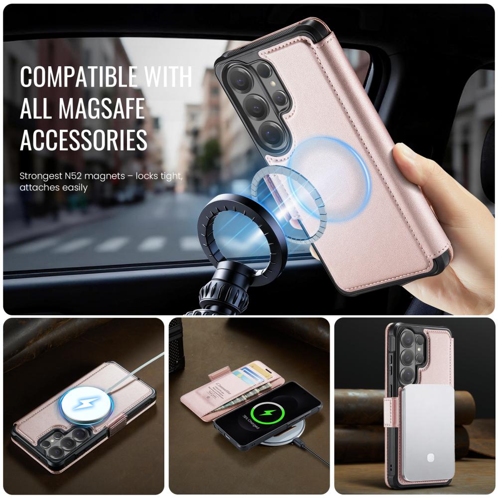 CASEME CASEME Samsung Galaxy S25 Ultra Skal RFID Plånbok Roséguld