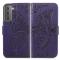  Samsung Galaxy S22 Plus Fodral Butterfly Tryckt Läder Lila