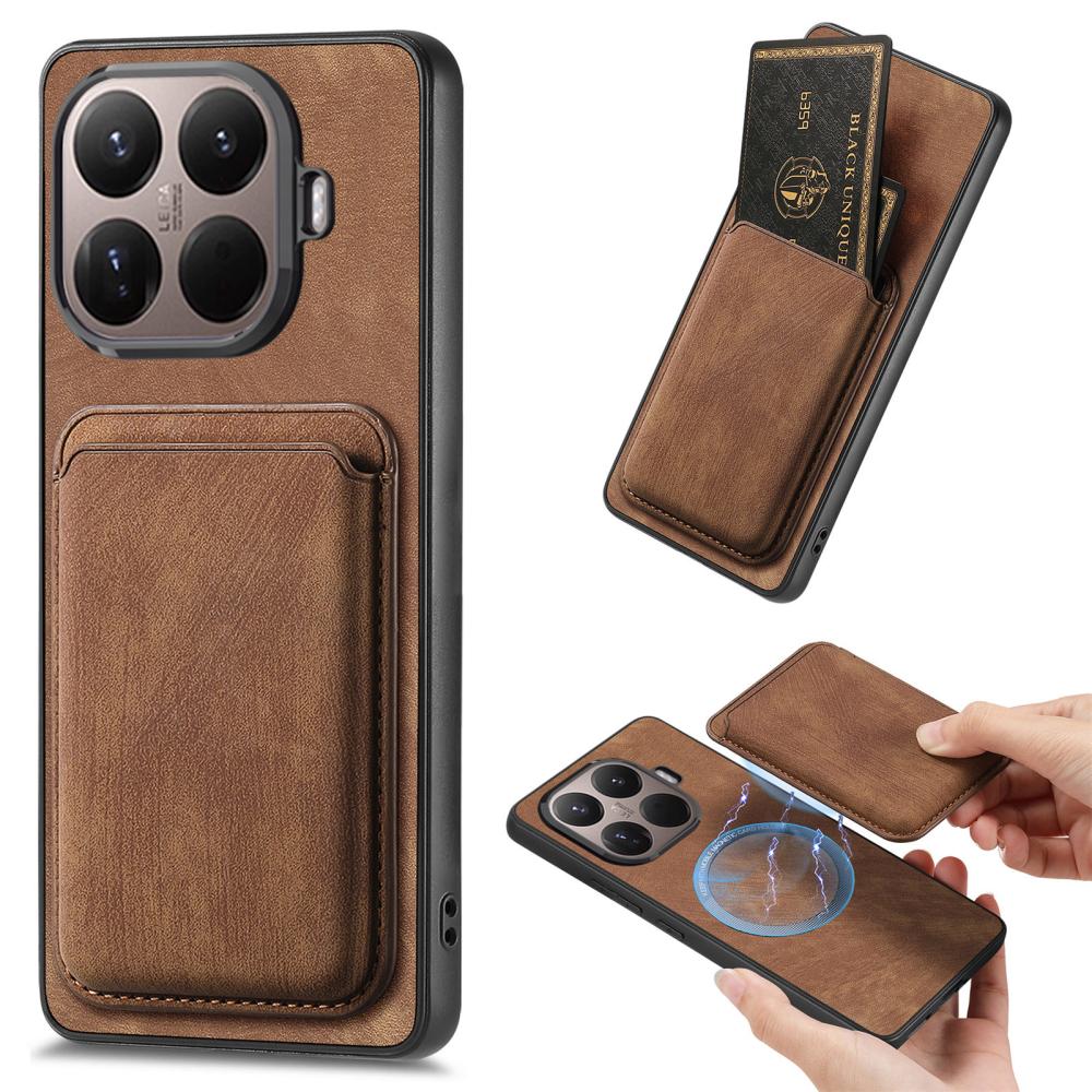  Xiaomi 17T Pro Skal Retro PU Läder Med Avtagbart Kortfack Brun