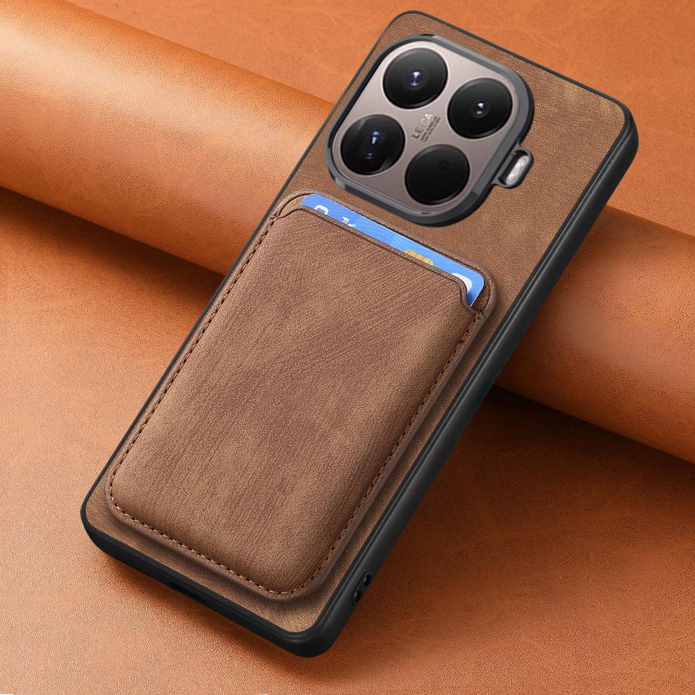  Xiaomi 17T Pro Skal Retro PU Läder Med Avtagbart Kortfack Brun