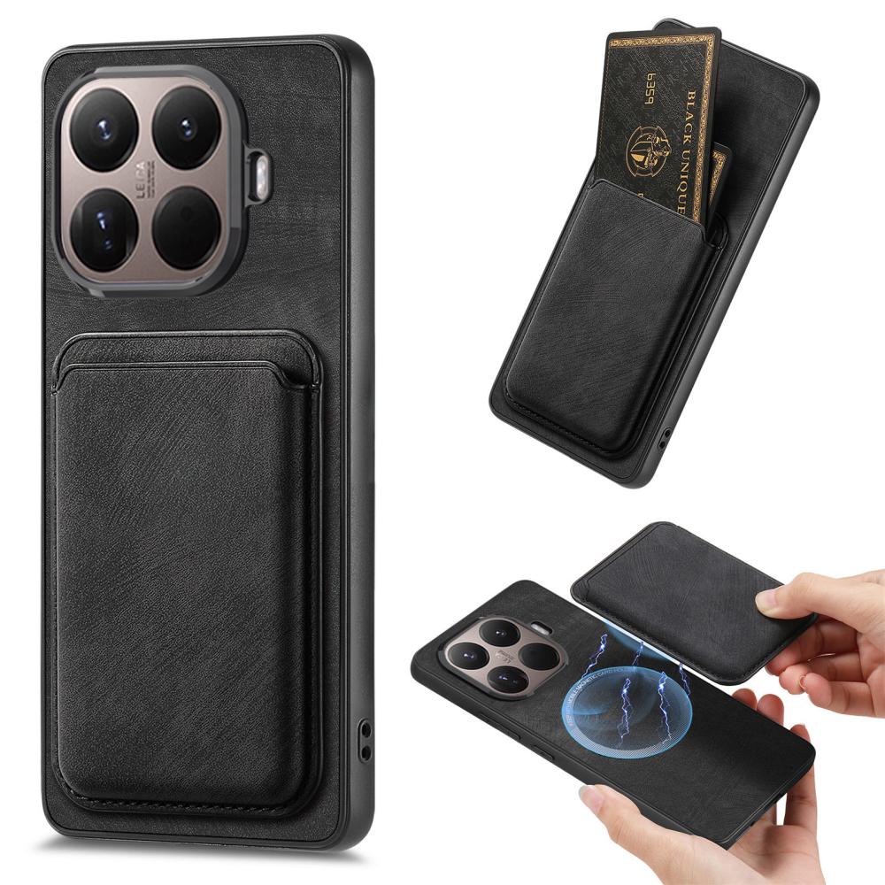  Xiaomi 17T Pro Skal Retro PU Läder Med Avtagbart Kortfack Svart