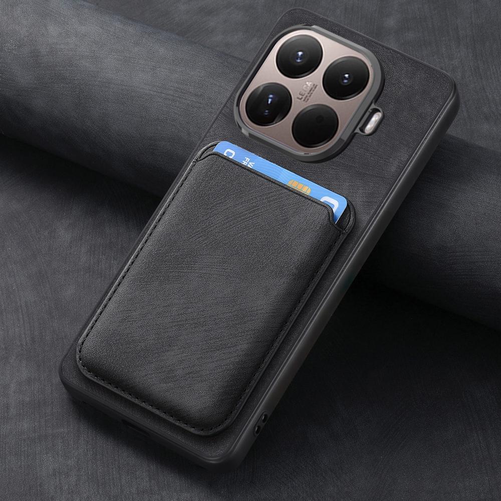  Xiaomi 17T Pro Skal Retro PU Läder Med Avtagbart Kortfack Svart