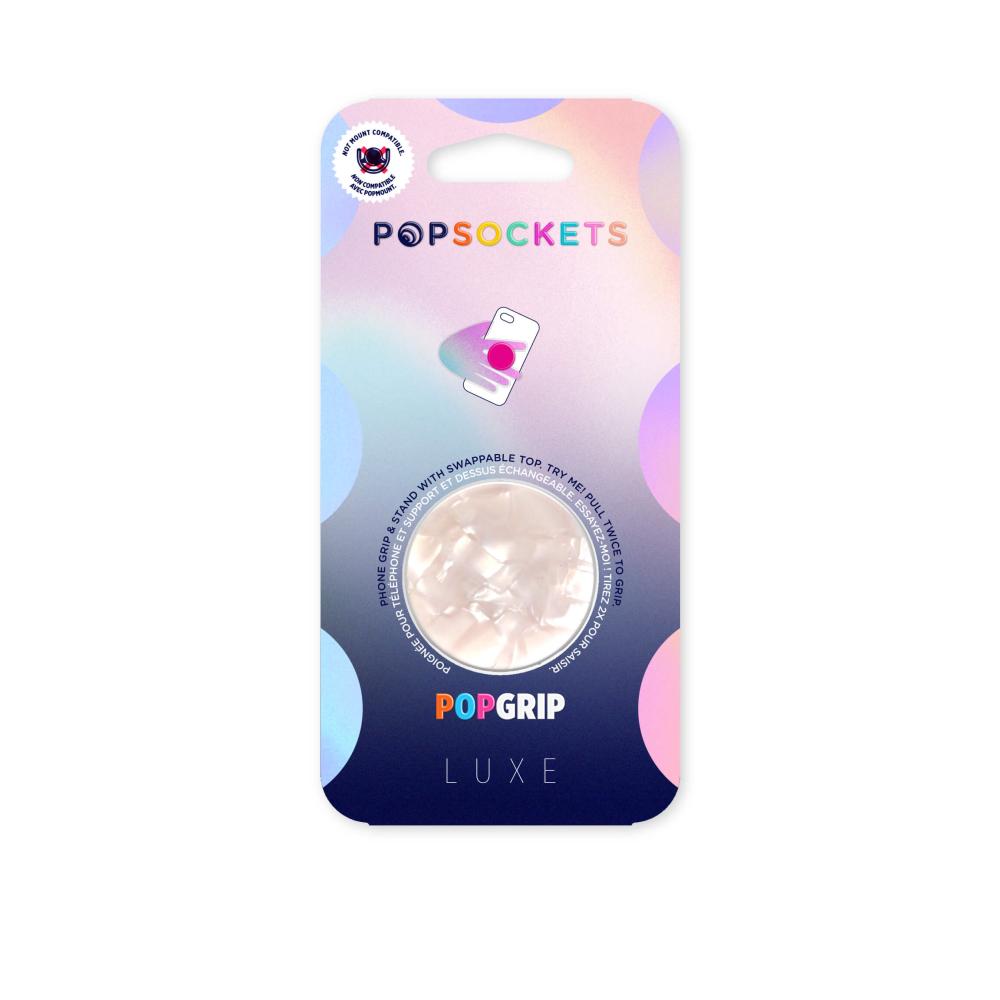 PopSockets PopSockets Avtagbart Grip med Ställfunktion LUXE Acetate Pearl White