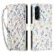 Samsung Galaxy A37/A36/A56 Fodral Rhombus Läder Blommor Vit