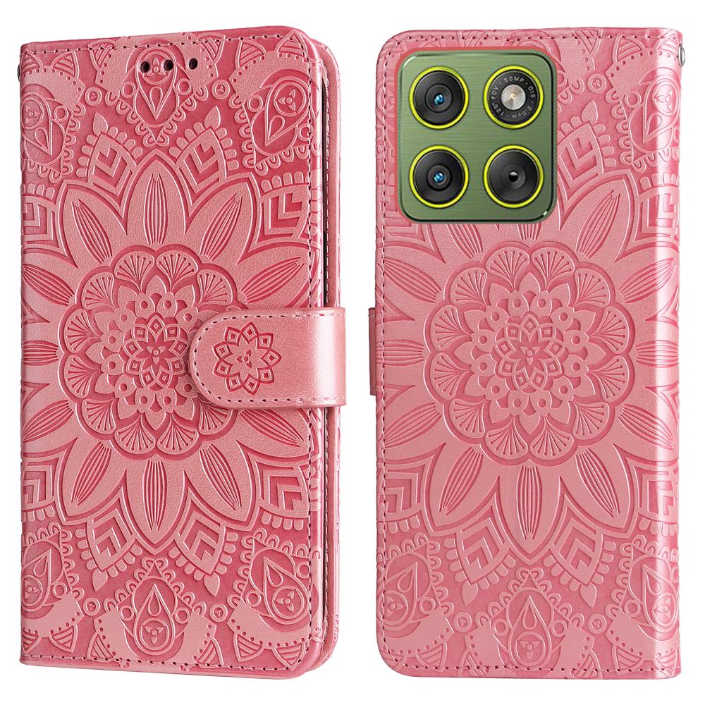  Motorola Edge 70 Fodral Mandala Läder Rosa