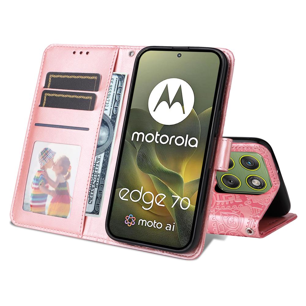  Motorola Edge 70 Fodral Mandala Läder Rosa
