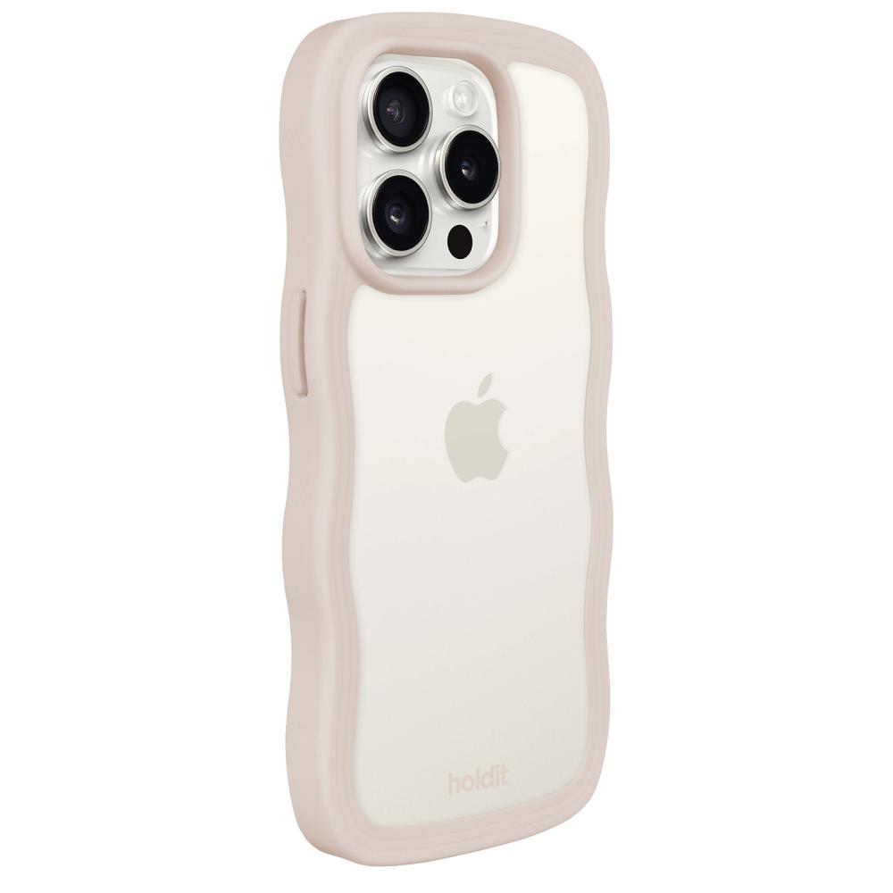 holdit holdit iPhone 15 Pro Skal Wavy Light Beige Transparent