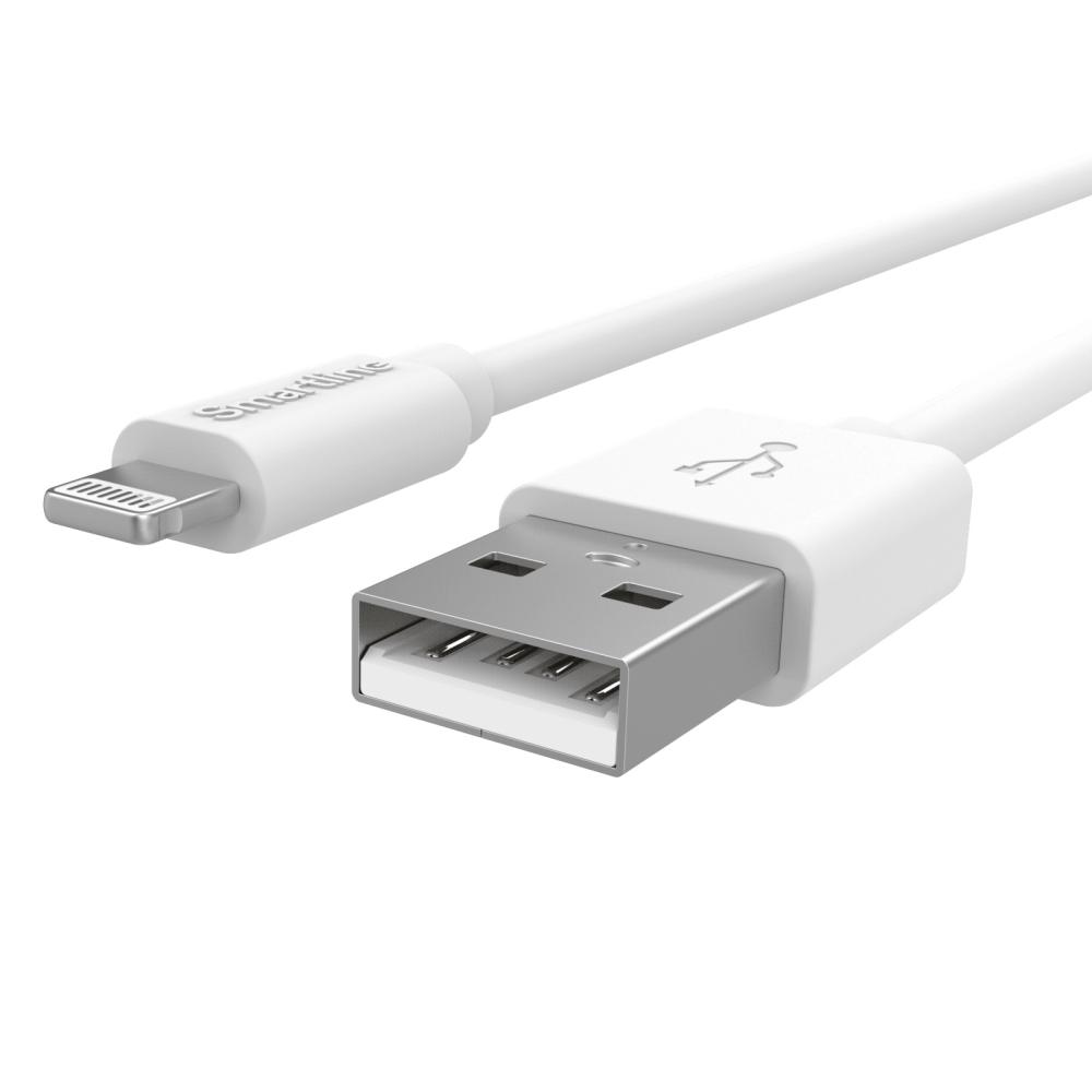 Smartline Smartline 2m Lightning MFi Laddningskabel Vit