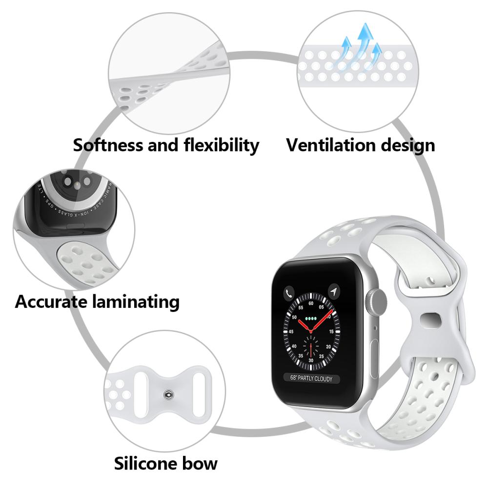 ColorPop Sportarmband Dual-Color Apple Watch 42/44/45/46/49 mm (S/M) Grå/Vit