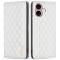  iPhone 16 Plus Fodral Diamond Flip Läder Vit