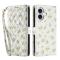  iPhone 17 Fodral Rhombus Läder Blommor Vit