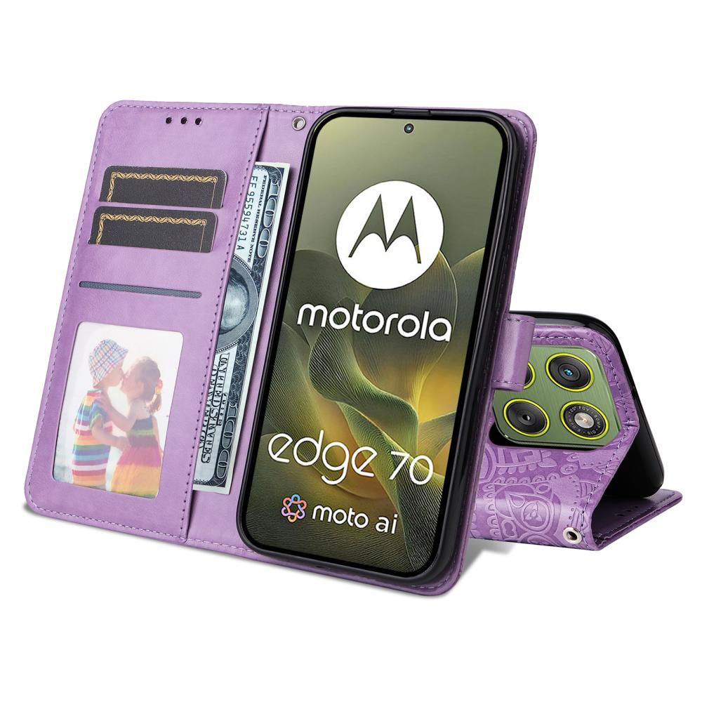  Motorola Edge 70 Fodral Mandala Läder Lila