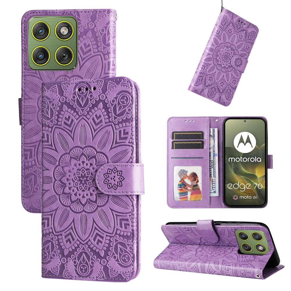  Motorola Edge 70 Fodral Mandala Läder Lila