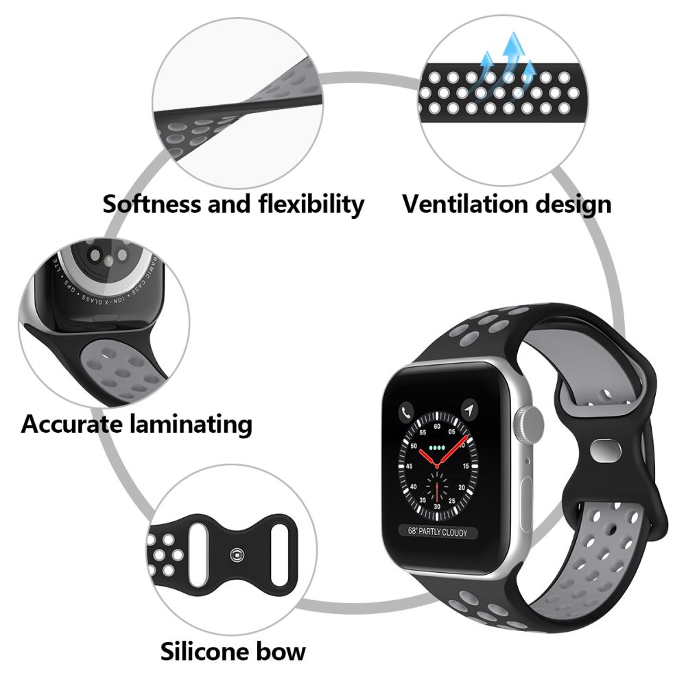 ColorPop Sportarmband Dual-Color Apple Watch 42/44/45/46/49 mm (S/M) Svart/Grå