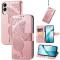 Samsung Galaxy S25 Edge Fodral Med Fjäril Tryck Roséguld