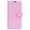  iPhone 16 Pro Max Fodral Litchi Läder Textur Ljus Rosa