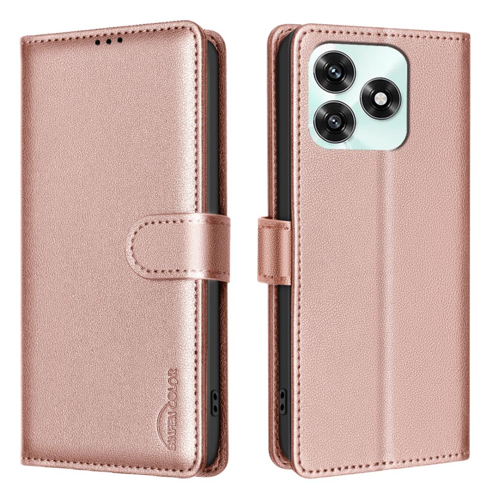 BINFEN BINFEN Honor X5c Plus Fodral RFID Läder Roséguld