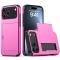  iPhone 17 Pro Max Skal Hybrid Med Kortfack Rosa