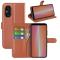  Sony Xperia 5 V Fodral Litchi Textur Brun
