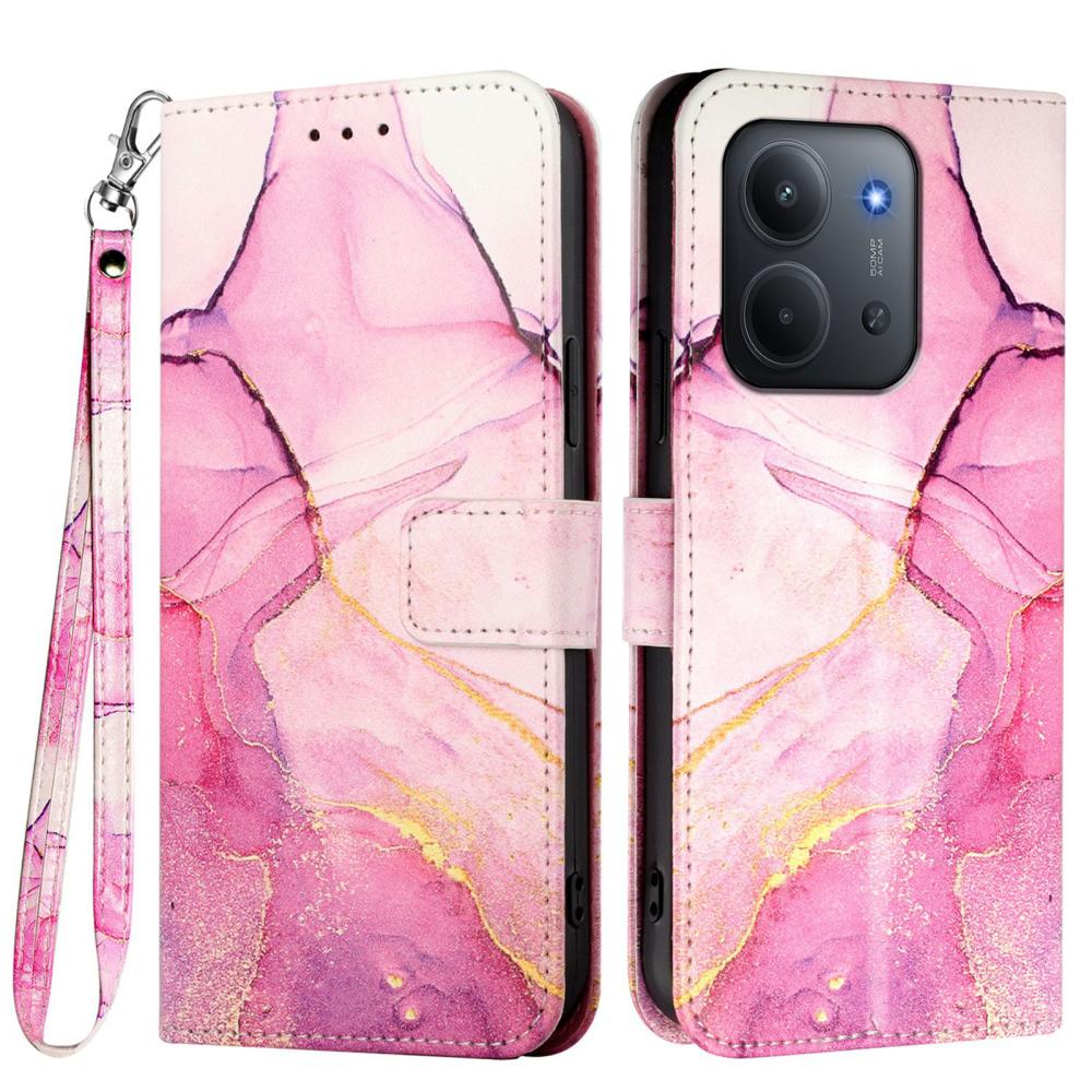  Xiaomi Redmi 15C Fodral Läder Marmor Rosa