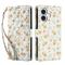  iPhone 17 Fodral Rhombus Läder Blommor Vit