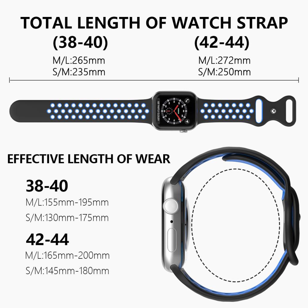 ColorPop Sportarmband Dual-Color Apple Watch 42/44/45/46/49 mm (S/M) Svart/Blå