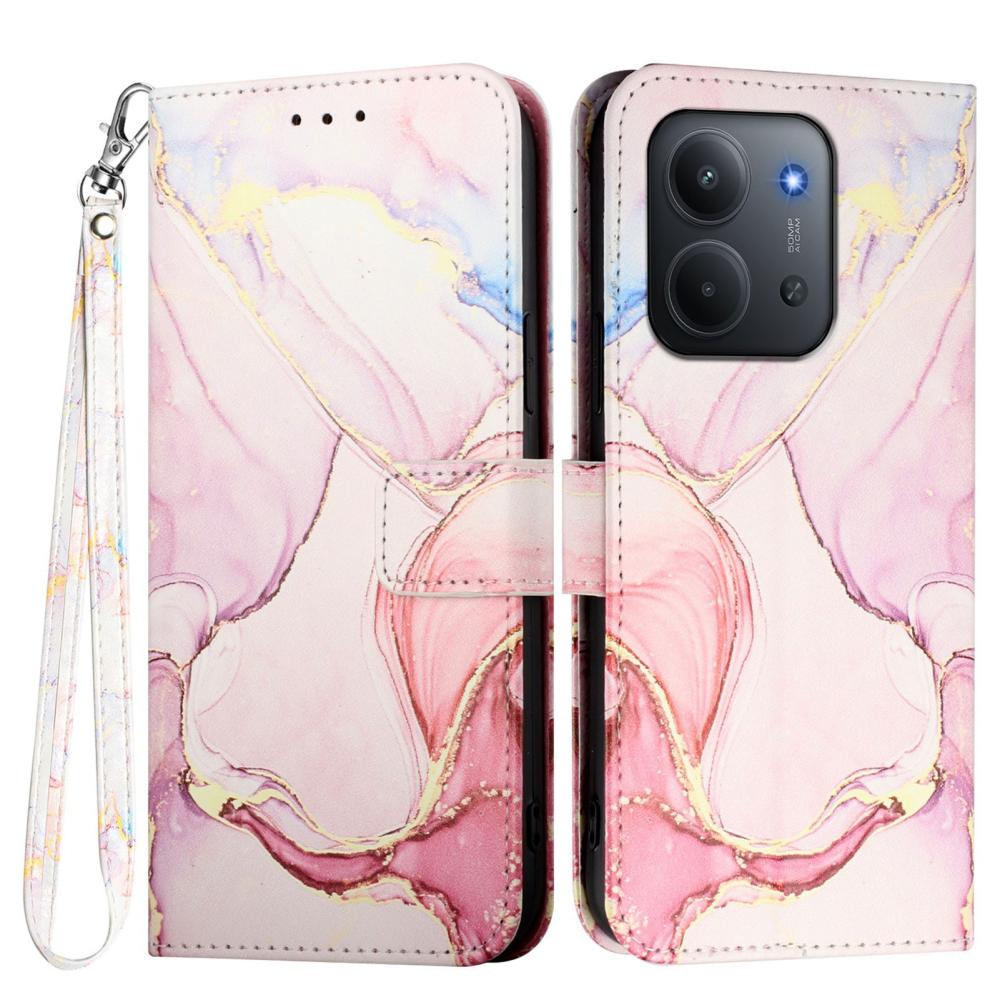  Xiaomi Redmi 15C Fodral Läder Marmor Roséguld