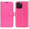  iPhone 16 Pro Max Fodral Litchi Läder Textur Rosa
