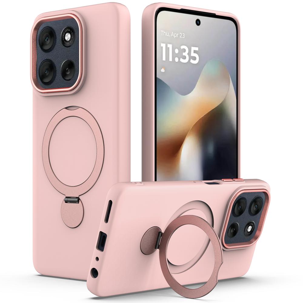  Motorola Edge 60 Pro Skal MagSafe Kickstand Hybrid Rosa