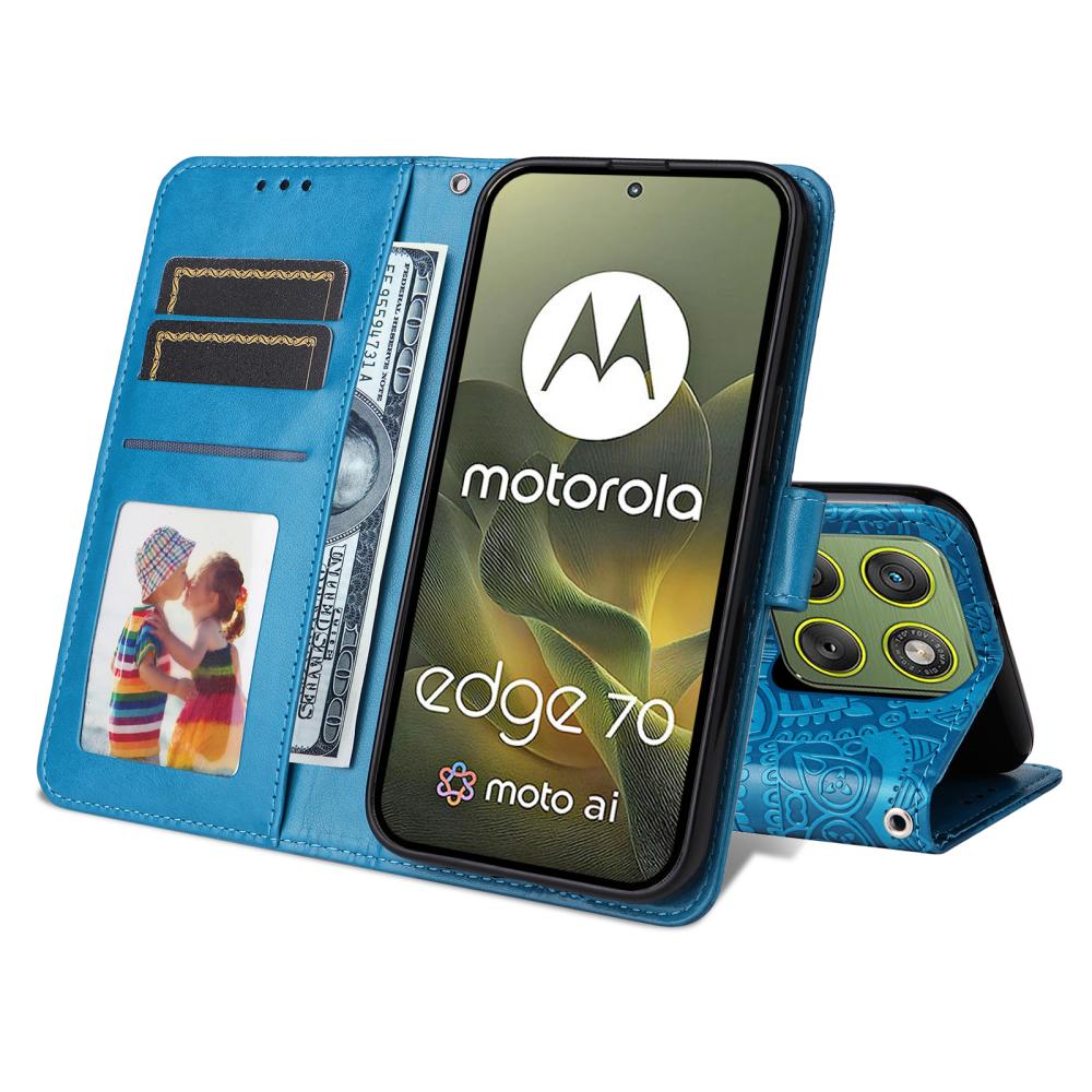  Motorola Edge 70 Fodral Mandala Läder Blå