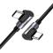 UGREEN Ugreen 1m 3A Elbow USB-C PD QC FPC Flätad Nylon Kabel Svart/Grå