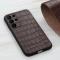  Samsung Galaxy S23 Ultra Skal Äkta Läder Krokodil Textur Brun