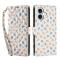 iPhone 17 Fodral Rhombus Läder Blommor Vit